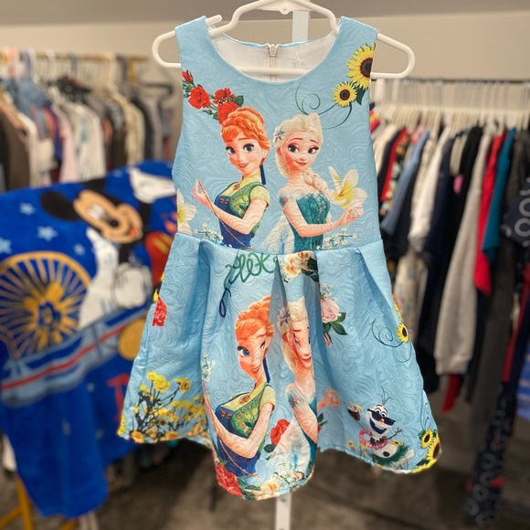 Disney Other - Disney Frozen Anna and Elsa Handmade Fit and Flare Quilted Fabric Dress